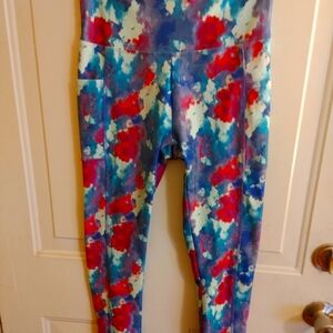 Bally Ladies Fitness Leggings Size M Hot Pink Multicolored Ankle length Colorful